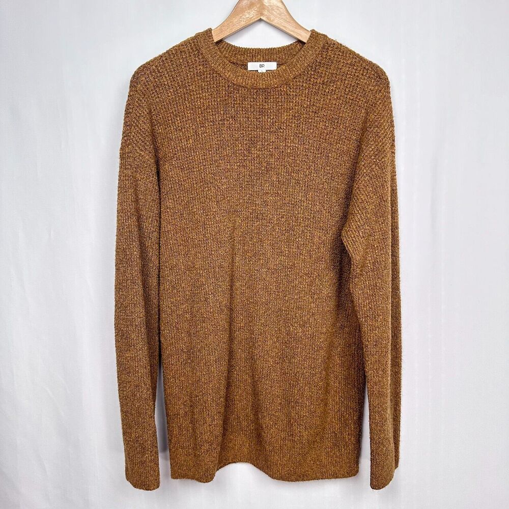 BP Crewneck Tunic‎ Jumper Sweater Size S Brown Boucle Knit Long Sleeve Pullover